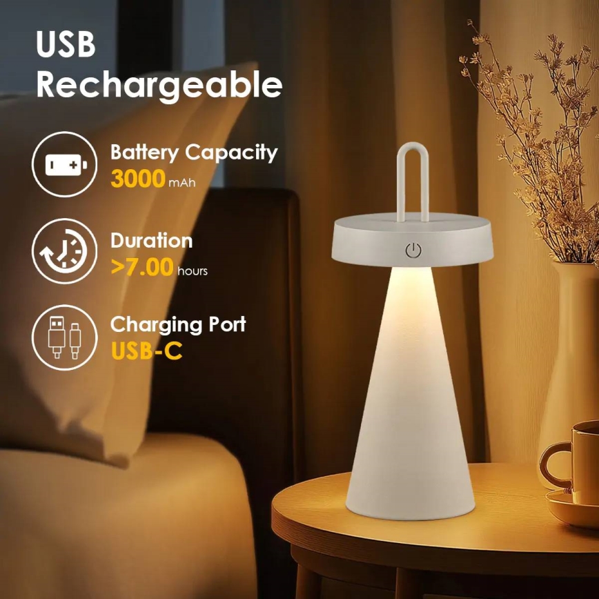 Lampada da tavolo LED dimmerabile ricaricabile per esterni con controllo touch HALO LED/1,5W/3,7V 3000 mAh IP44 grigia