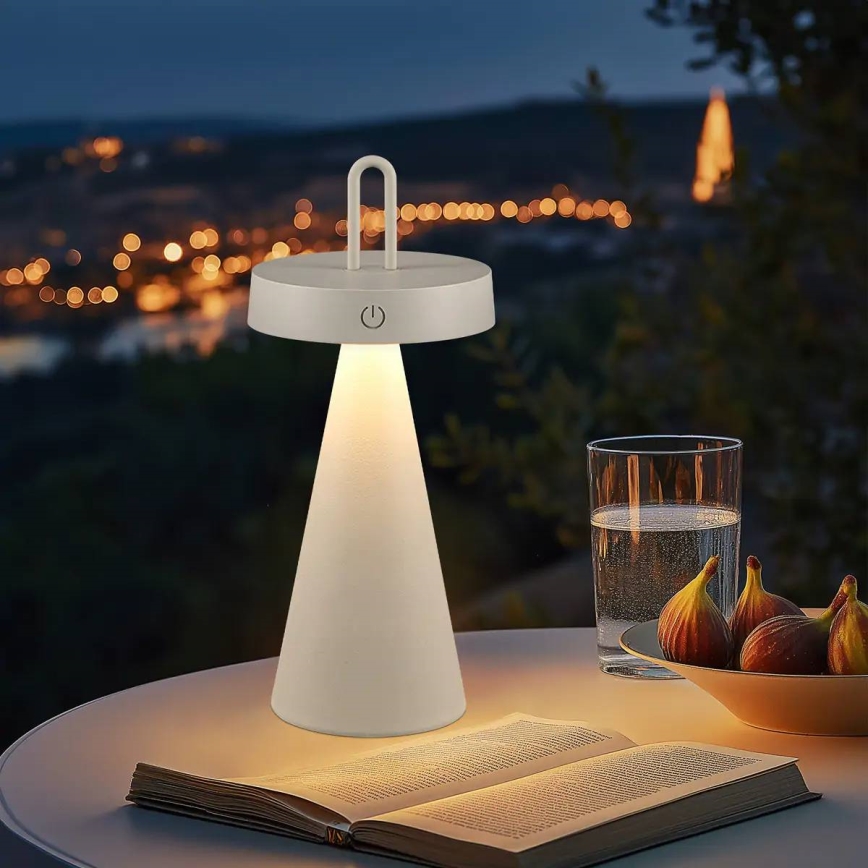 Lampada da tavolo LED dimmerabile ricaricabile per esterni con controllo touch HALO LED/1,5W/3,7V 3000 mAh IP44 grigia