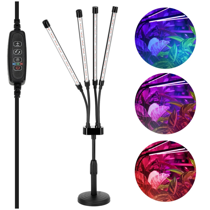 Lampada da tavolo LED dimmerabile e flessibile per coltivazione di piante VITARO 4xLED/10W/230V nero