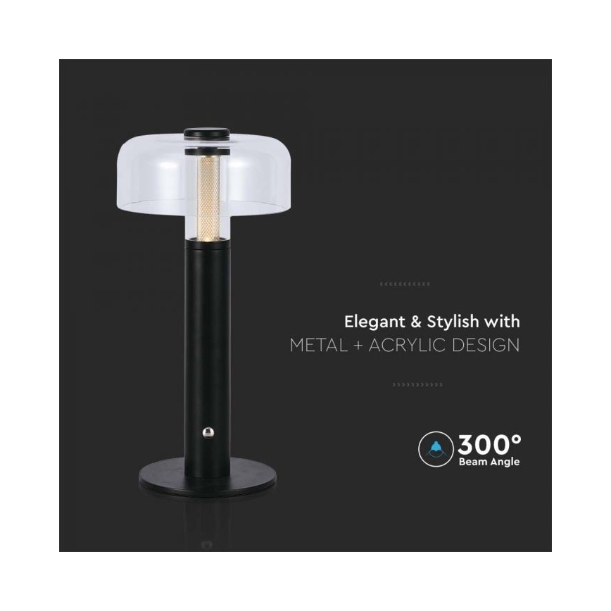 Lampada da tavolo LED dimmerabile ricaricabile con touch LED/1W/5V 3000K 1800 mAh nero