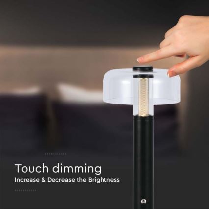Lampada da tavolo LED dimmerabile ricaricabile con touch LED/1W/5V 3000K 1800 mAh nero