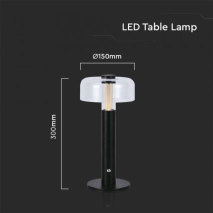 Lampada da tavolo LED dimmerabile ricaricabile con touch LED/1W/5V 3000K 1800 mAh nero