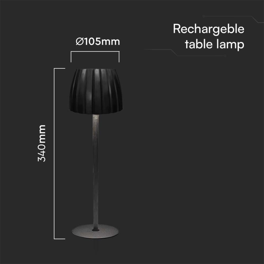 Lampada da tavolo ricaricabile a LED dimmerabile con touch LED/2,7W/5V 3000/4000/6000K 1800 mAh nero