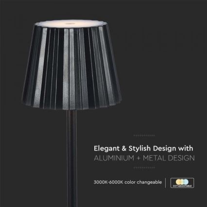 Lampada da tavolo LED dimmerabile ricaricabile con touch LED/4W/5V 3000-6000K 1800 mAh nero
