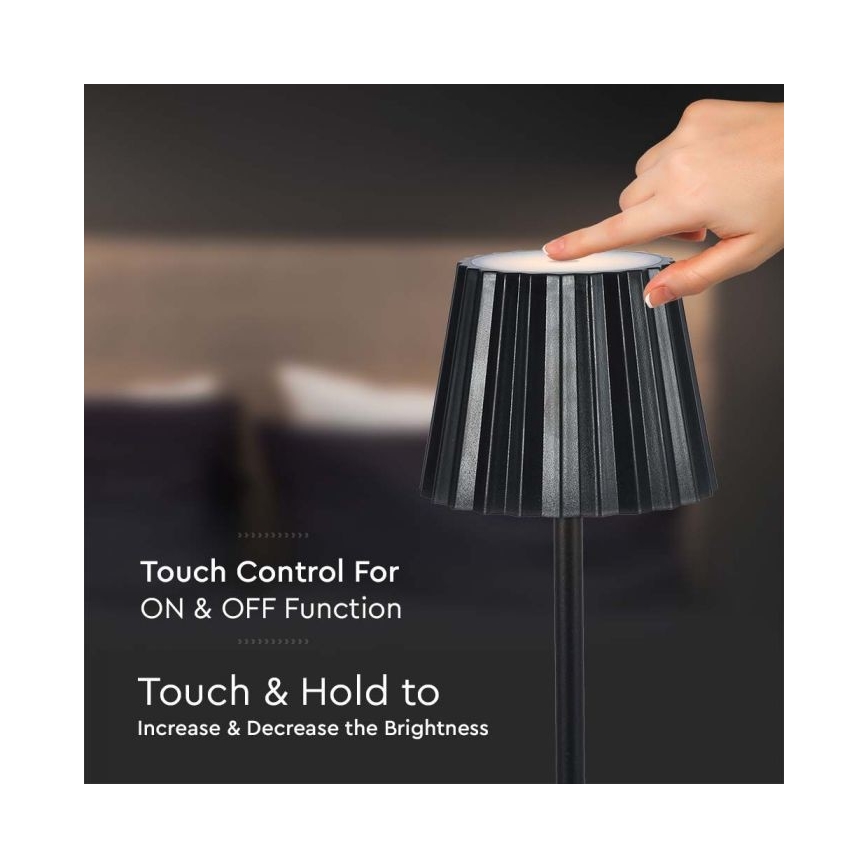 Lampada da tavolo LED dimmerabile ricaricabile con touch LED/4W/5V 3000-6000K 1800 mAh nero