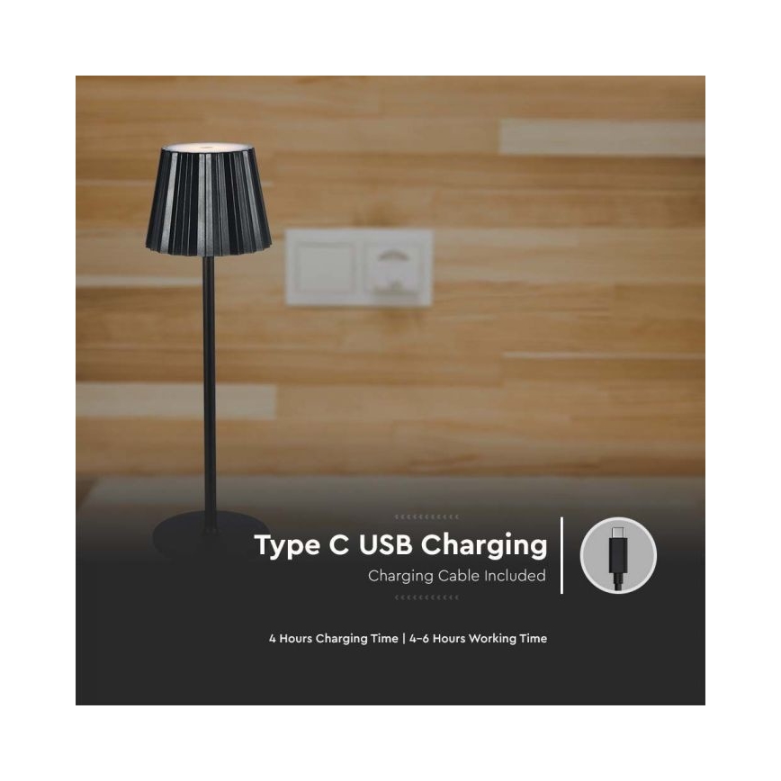 Lampada da tavolo LED dimmerabile ricaricabile con touch LED/4W/5V 3000-6000K 1800 mAh nero