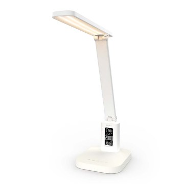 Lampada da tavolo LED dimmerabile ricaricabile a sfioramento con display, 7,5W/1200 mAh, 3000/4000/5700K, CRI 90, bianca