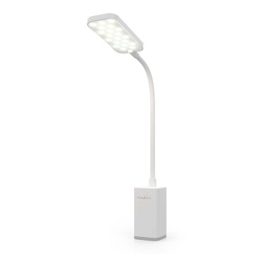 Lampada da tavolo LED dimmerabile ricaricabile a sfioramento, flessibile con clip LED/5W/1200 mAh, bianca