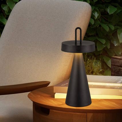 Lampada da tavolo ricaricabile per esterni dimmerabile a sfioramento HALO LED/1,5W/3,7V 3000 mAh IP44 nera