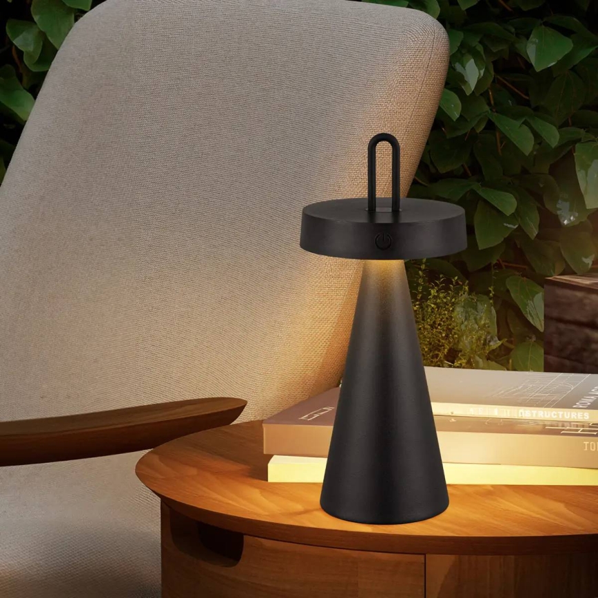 Lampada da tavolo ricaricabile per esterni dimmerabile a sfioramento HALO LED/1,5W/3,7V 3000 mAh IP44 nera