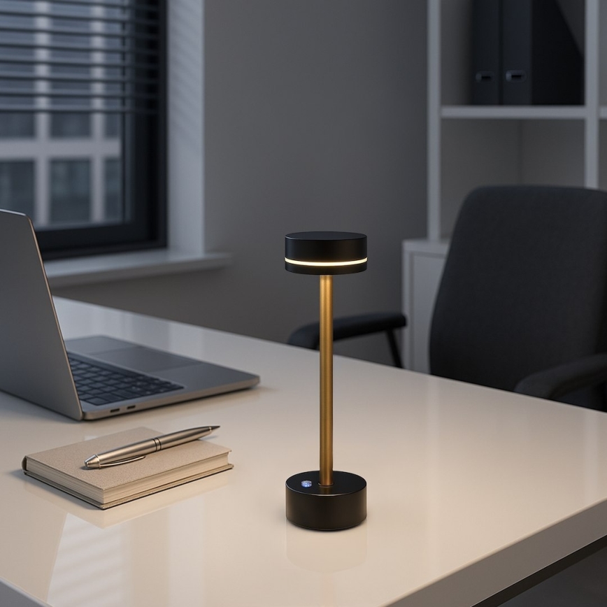 Lampada da tavolo LED dimmerabile ricaricabile SAM LED/5W/5V 3600 mAh nero/oro