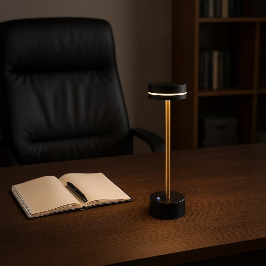 Lampada da tavolo LED dimmerabile ricaricabile SAM LED/5W/5V 3600 mAh nero/oro