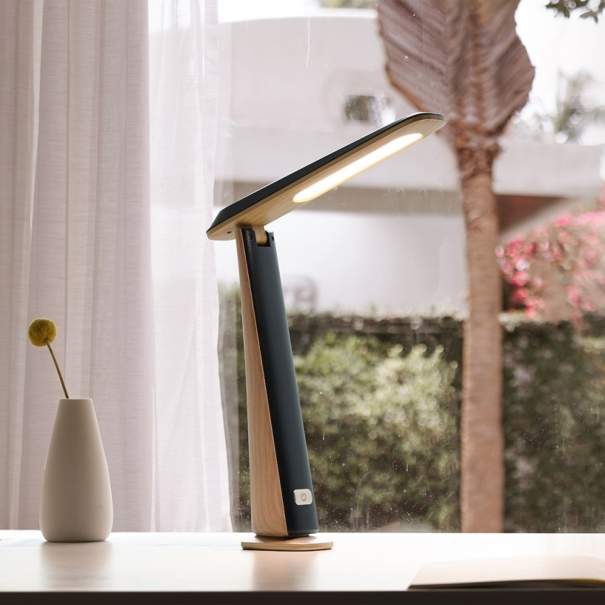 Lampada da tavolo ricaricabile dimmerabile a LED TOP LED/4W/5V 1800 mAh 3000/4000/5000K marrone/nera