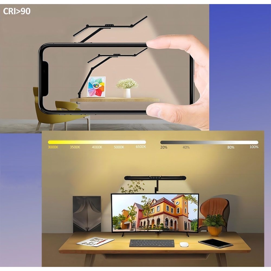 Lampada da tavolo LED dimmerabile touch flessibile LED/24W/230V 3000-6500K CRI 92 nero