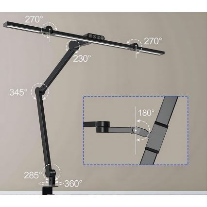 Lampada da tavolo LED dimmerabile touch flessibile LED/24W/230V 3000-6500K CRI 92 nero
