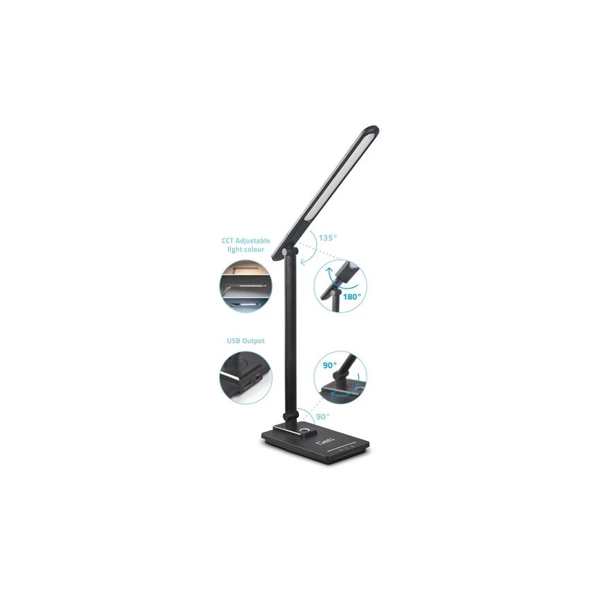 Lampada da tavolo dimmerabile LED con USB LED/9W/230V 3000K/4000K/5500K nero