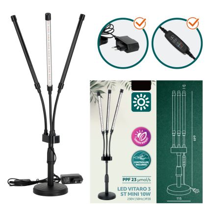 Lampada da tavolo flessibile dimmerabile a LED per coltivazione piante VITARO 3xLED/10W/230V nero