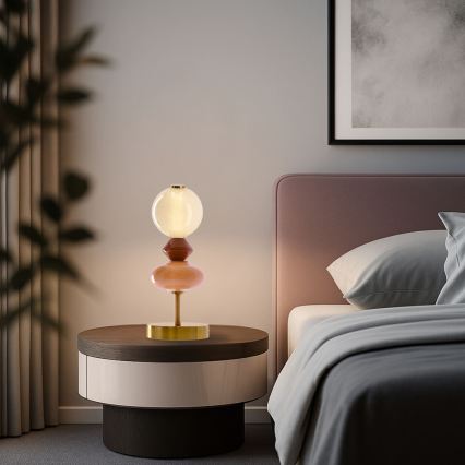 Lampada da tavolo LED FLORES LED/10W/230V oro/arancione/marrone