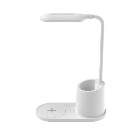 Lampada da tavolo LED LED/3W/5V con caricatore wireless bianco