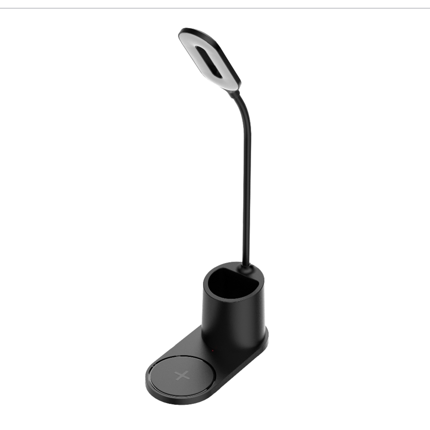 Lampada da tavolo LED LED/3W/5V con ricarica wireless nero