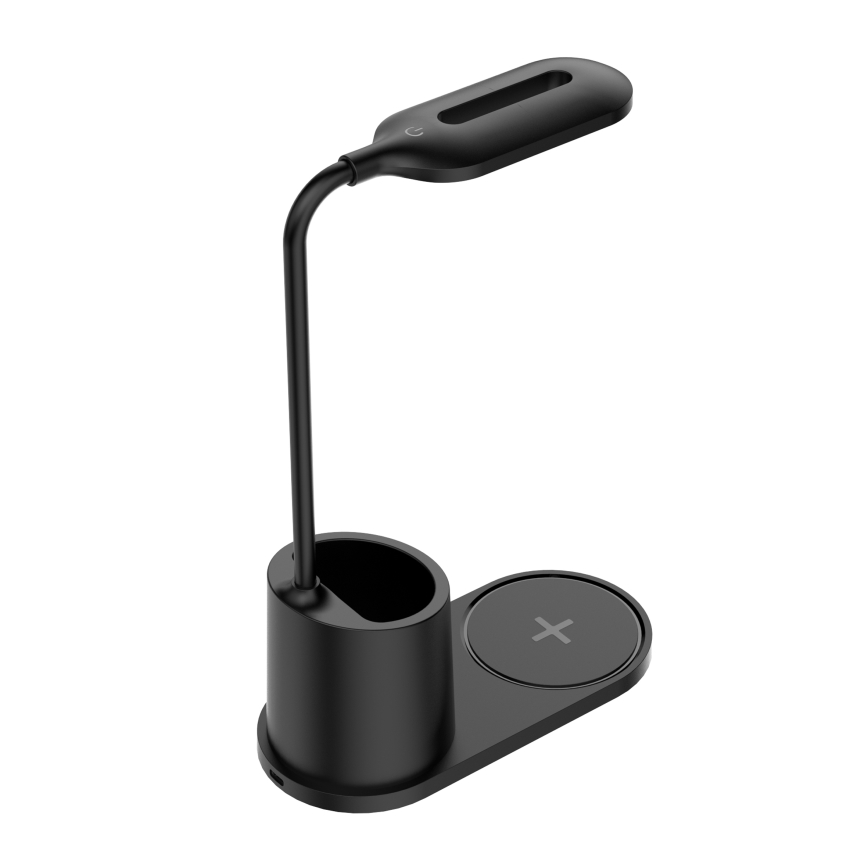Lampada da tavolo LED LED/3W/5V con ricarica wireless nero