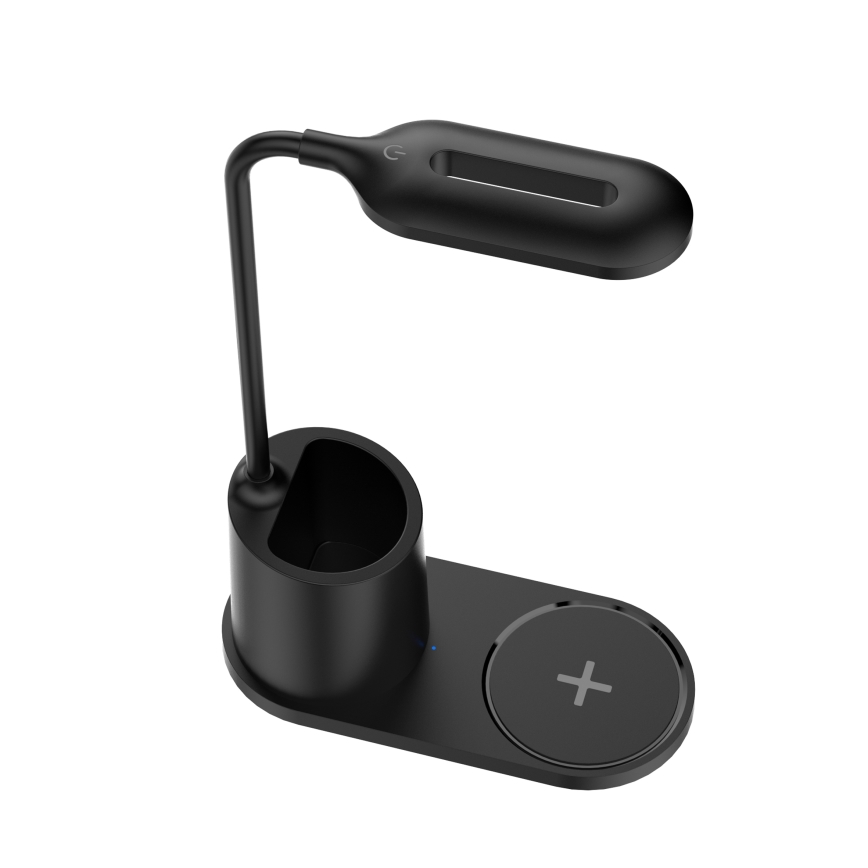 Lampada da tavolo LED LED/3W/5V con ricarica wireless nero
