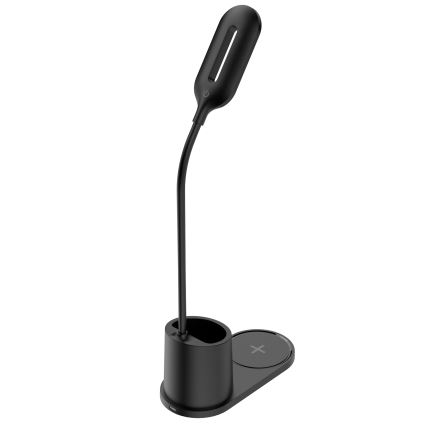 Lampada da tavolo LED LED/3W/5V con ricarica wireless nero