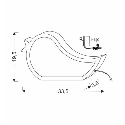 Lampada da tavolo LED per bambini BIRD LED/12W/230V rosa