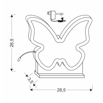 Lampada da tavolo LED per bambini BUTTERFLY LED/14W/230V rosa