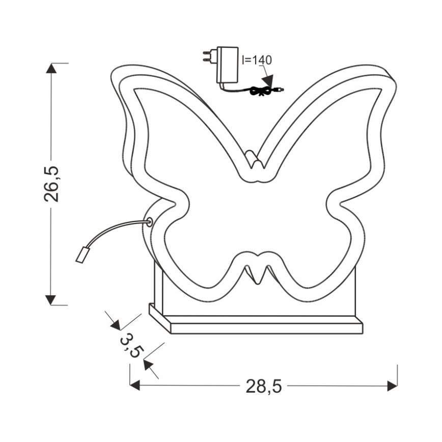 Lampada da tavolo LED per bambini BUTTERFLY LED/14W/230V rosa