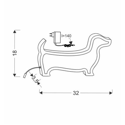 Lampada da tavolo LED per bambini DOG LED/12W/230V nera