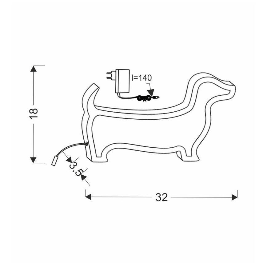 Lampada da tavolo LED per bambini DOG LED/12W/230V nera