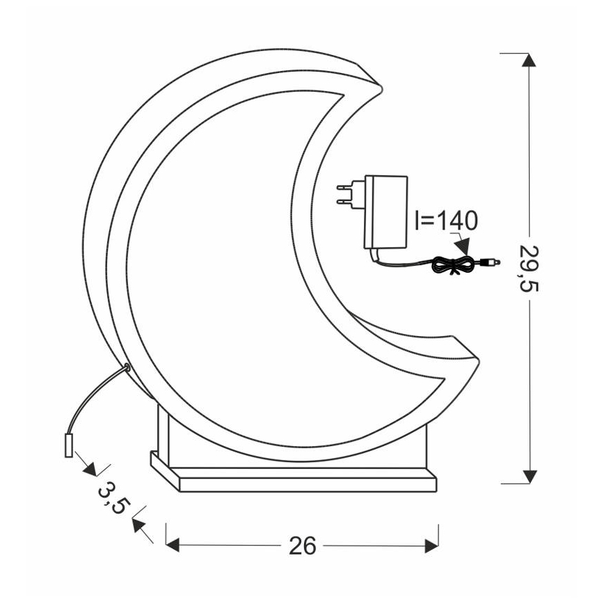 Lampada da tavolo LED per bambini MOON LED/12W/230V gialla