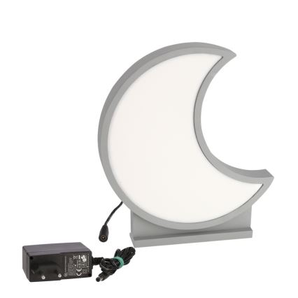 Lampada da tavolo LED per bambini MOON LED/12W/230V grigia
