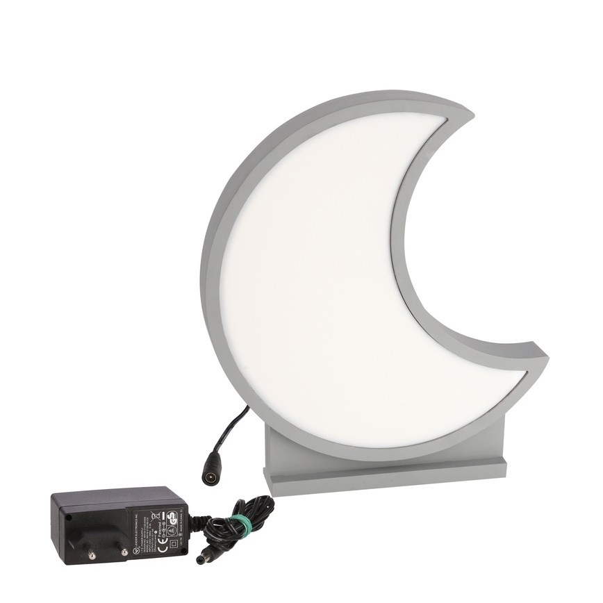 Lampada da tavolo LED per bambini MOON LED/12W/230V grigia