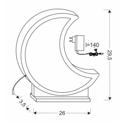 Lampada da tavolo LED per bambini MOON LED/12W/230V grigia
