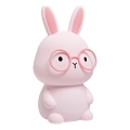Lampada da tavolo LED RGBW dimmerabile per bambini FLORKA LED/1W/5V USB 1200 mAh con coniglietto rosa