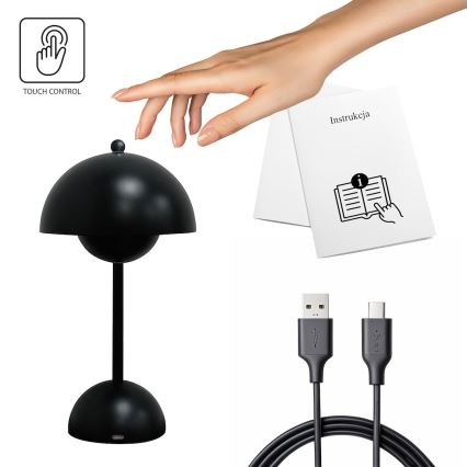 Lampada da tavolo LED ricaricabile a sfioramento COSTA LED/3W/5V 2400 mAh 3000-6000K nera