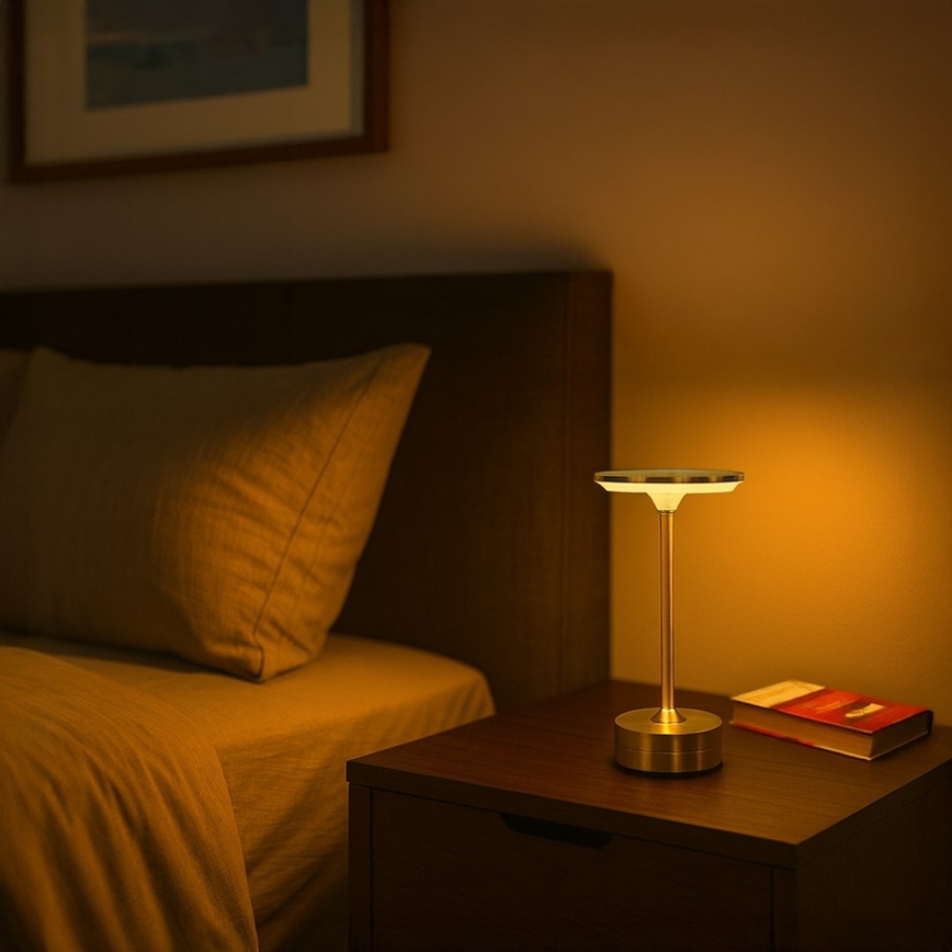 Lampada da tavolo LED ricaricabile a sfioramento TAVOLO LED/2,5W/5V 2400 mAh 3000-6000K dorata