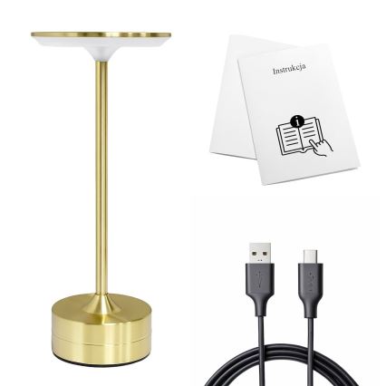 Lampada da tavolo LED ricaricabile a sfioramento TAVOLO LED/2,5W/5V 2400 mAh 3000-6000K dorata