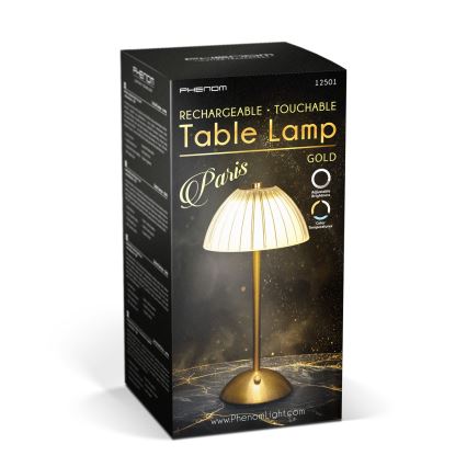 Lampada da tavolo ricaricabile LED dimmerabile PARIS LED/2W/5V 2700K/4000K/6500K 800 mAh dorata