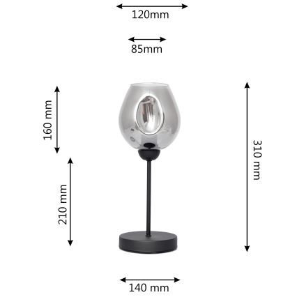Lampada da tavolo LILI 1xE27/15W/230V nero/grigio