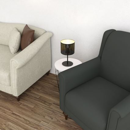 Lampada da tavolo LOFT SHADE 1xE27/60W/230V diametro 18 cm nero/oro
