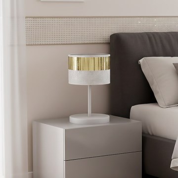 Lampada da tavolo LUX 1xE27/15W/230V bianca/dorata
