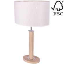 Lampada da tavolo MERCEDES 1xE27/40W/230V 60 cm color crema/quercia – FSC certificato