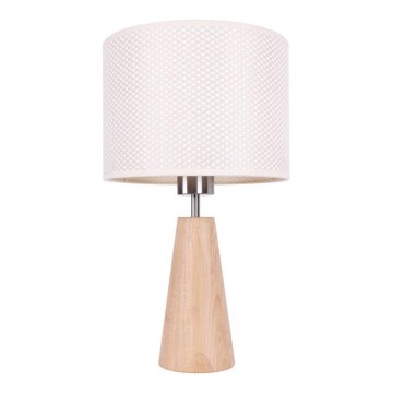 Lampada da tavolo MERCEDES 1xE27/40W/230V Ø 43 cm crema/rovere