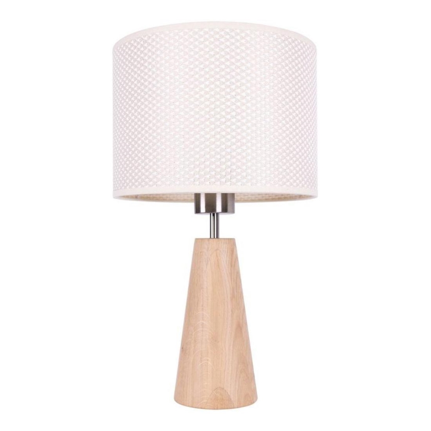 Lampada da tavolo MERCEDES 1xE27/40W/230V Ø 43 cm crema/rovere