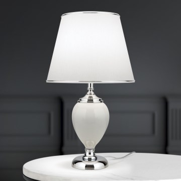 Lampada da tavolo OVUM 1xE27/40W/230V 48 cm ceramiche bianco/cromo lucido