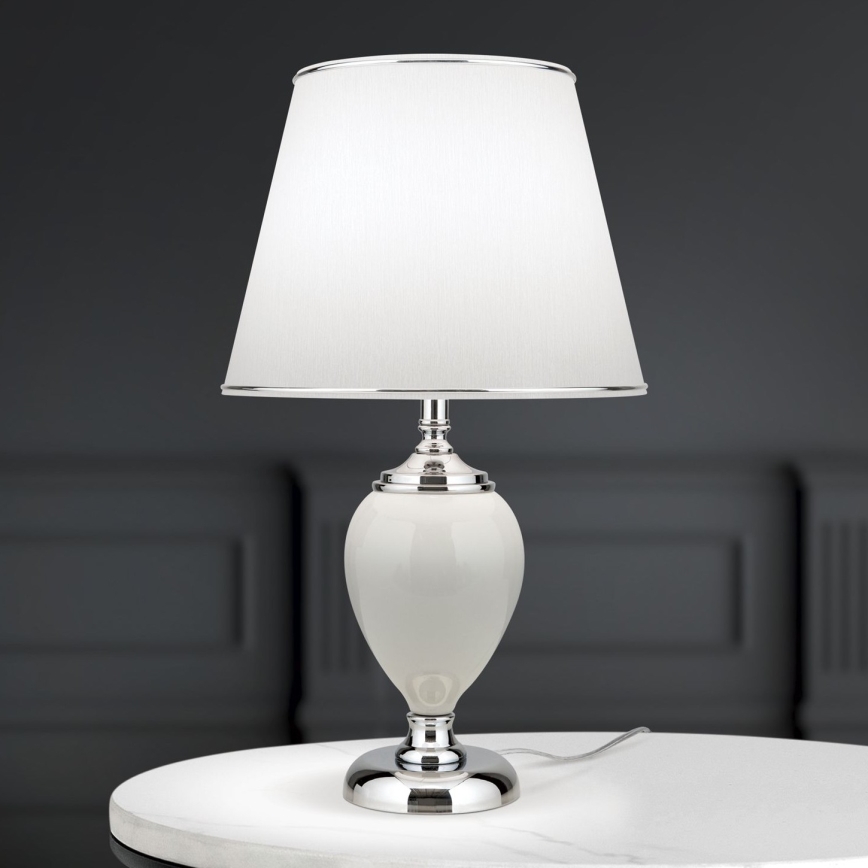 Lampada da tavolo OVUM 1xE27/40W/230V 48 cm ceramiche bianco/cromo lucido