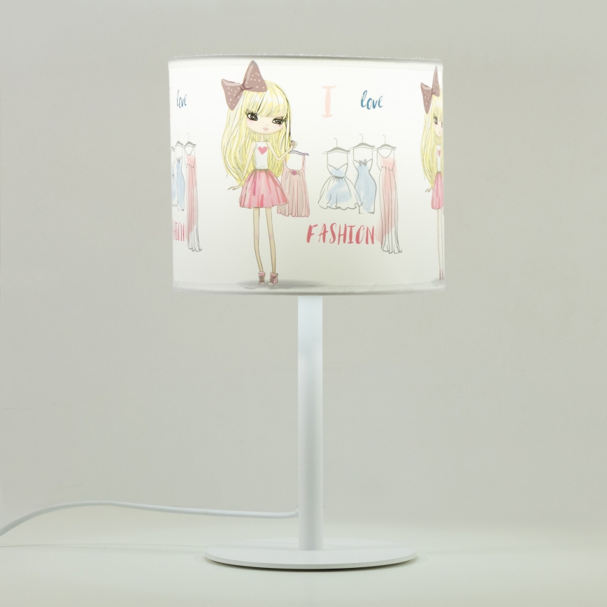 Lampada da tavolo per bambini GIRLS VIBES 1xE27/60W/230V Ø 18 cm Amo la moda